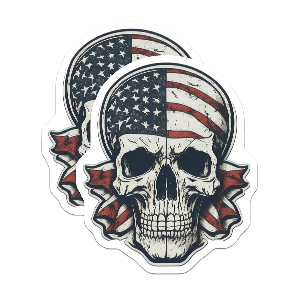 (2 Pack) American Flag Skull Magnets - Patriotic Skull Art - Military Veteran Decor - 5 Inches On Longest Side - Thick Durable Magnet - Made in USA - MAG37108