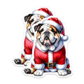 (2 Pack) Bulldog Christmas Magnets - Santa Dog Holiday - Cute Pet Lover Fridge Art - 5 Inches On Longest Side - Thick Durable Magnet - Made in USA - MAG26153