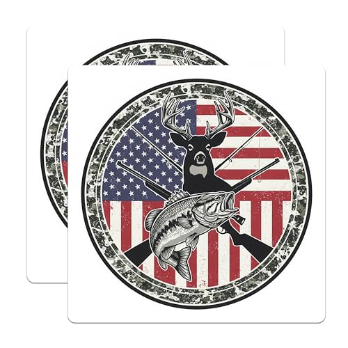 (2 Pack) Deer and Fish Design Magnet - 5" On Longest Side - Sticks to Smooth Flat Surfaces - Made in USA - MAG9954