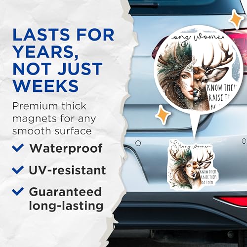 (2 Pack) Strong Women Magnets Magnets - Inspirational Magnet - Empowerment Quotes - 5" On Longest Side - Made in USA - Sticks to Refrigerators & Metal Surfaces - MAG9230