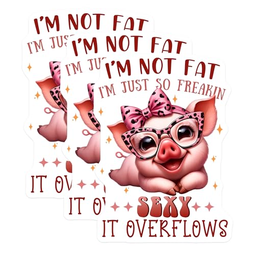 (3 Pack) Funny Pig Decals - Sassy Saying Laptop Decals - Sexy Overflows Decal - 3 Inches On Longest Side - Easy Peel & Apply - Made in USA - 3MCS6706