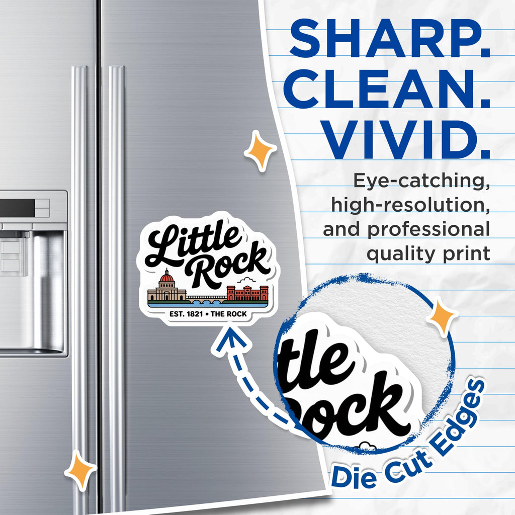 (2 Pack) Little Rock Arkansas Magnets - Souvenir Fridge Magnets - Capital City Travel Decor - 5" On Longest Side - Premium Magnet - for Cars, Refrigerators, Toolboxes, Lockers - Made in USA - MAG17325