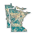 (2 Pack) Minnesota State Magnets - Turquoise Leopard Print - MN Fridge Decor - 5" On Longest Side - Premium Magnet - for Cars, Refrigerators, Toolboxes, Lockers - Made in USA - MAG17992