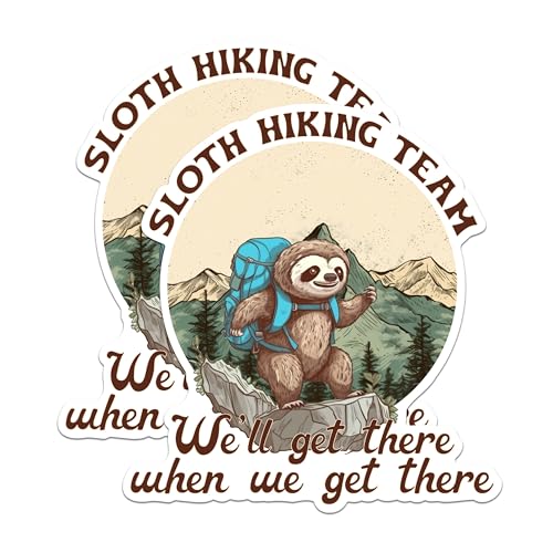 (2 Packs) Sloth Hiking Team Magnets - We'll Get There When We Get There Hiker Magnets - 5 Inches On Longest Side - Premium Magnet - for Fridges, Toolboxes, Cars - Made in USA - MAG2521