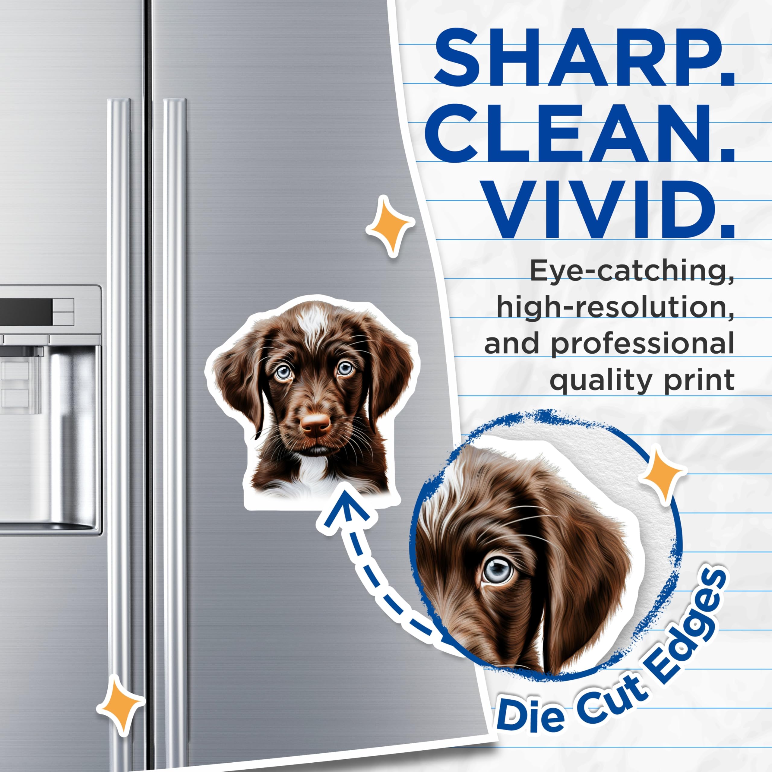 (2 Pack) Brown Puppy Magnets - Cute Dog Refrigerator Decor - Pet Lover Animal Art - Puppy Parent Home Accents - 5 Inches On Longest Side - Thick Durable Magnet - Made in USA - MAG27207