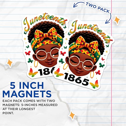 (2 Pack) Juneteenth Magnets - African American History - 5" On Longest Side - for Cars, Fridges, Toolboxes - Made in USA - MAG7368
