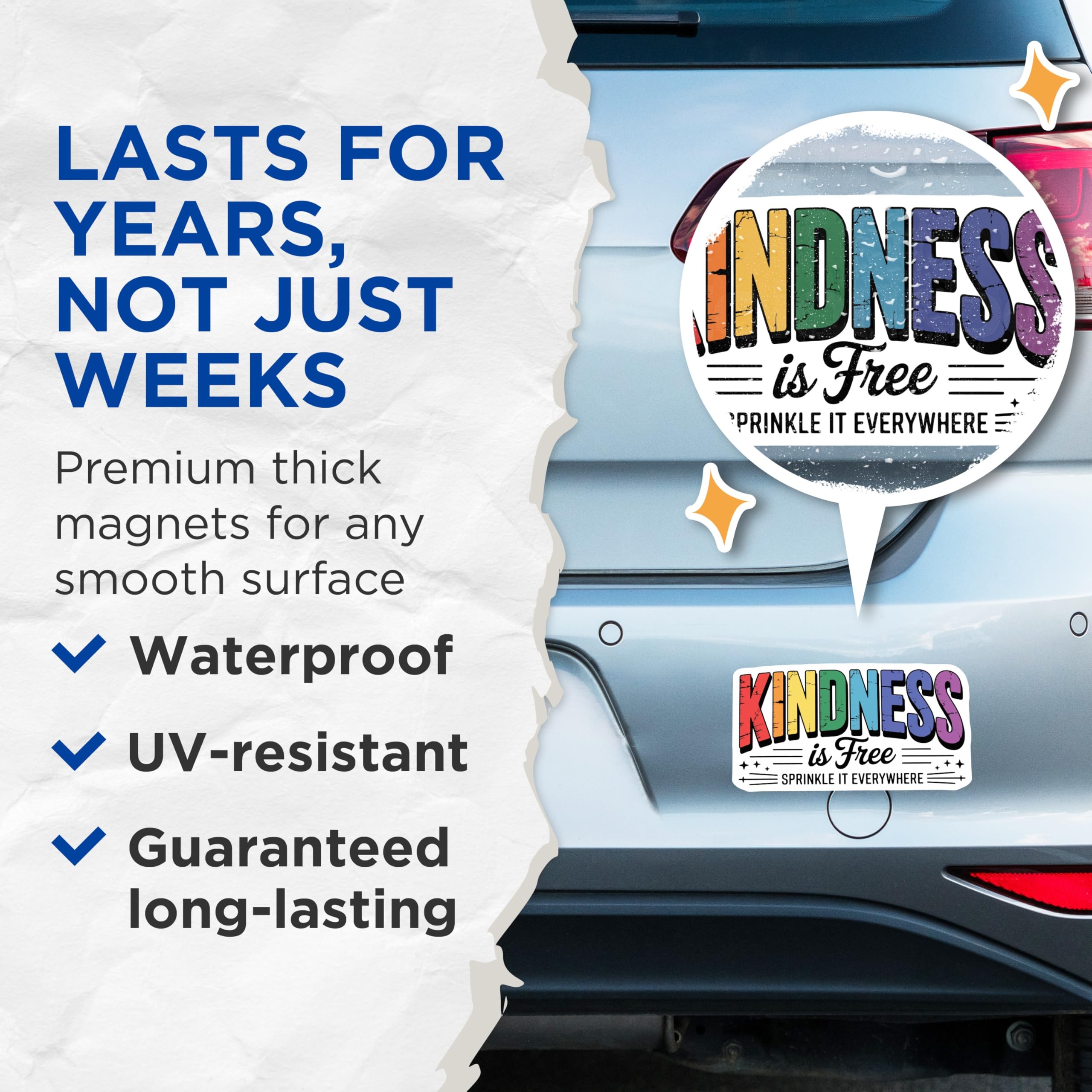 (2 Pack) Kindness is Free Magnets - Sprinkle Everywhere Rainbow Decor - Inspirational Positive Quote Art for Home Kitchen - 5 Inches On Longest Side - Thick Durable Magnet - Made in USA - MAG21581
