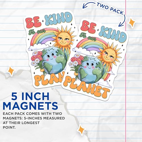 (2 Pack) Be Kind to Our Planet Magnets Magnets - 5" On Longest Side - Made in USA - Sticks to Refrigerators & Metal Surfaces - MAG8446