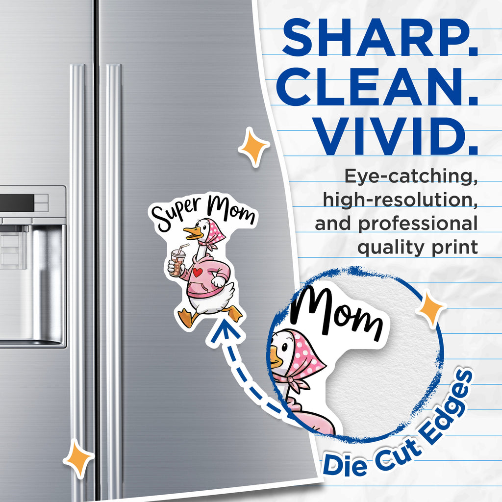 (2 Pack) Super Mom Goose Magnets - Busy Mama Fridge Decor - Coffee Lover Funny Kitchen Organizer - 5 Inches On Longest Side - Thick Durable Magnet - Made in USA - MAG39107