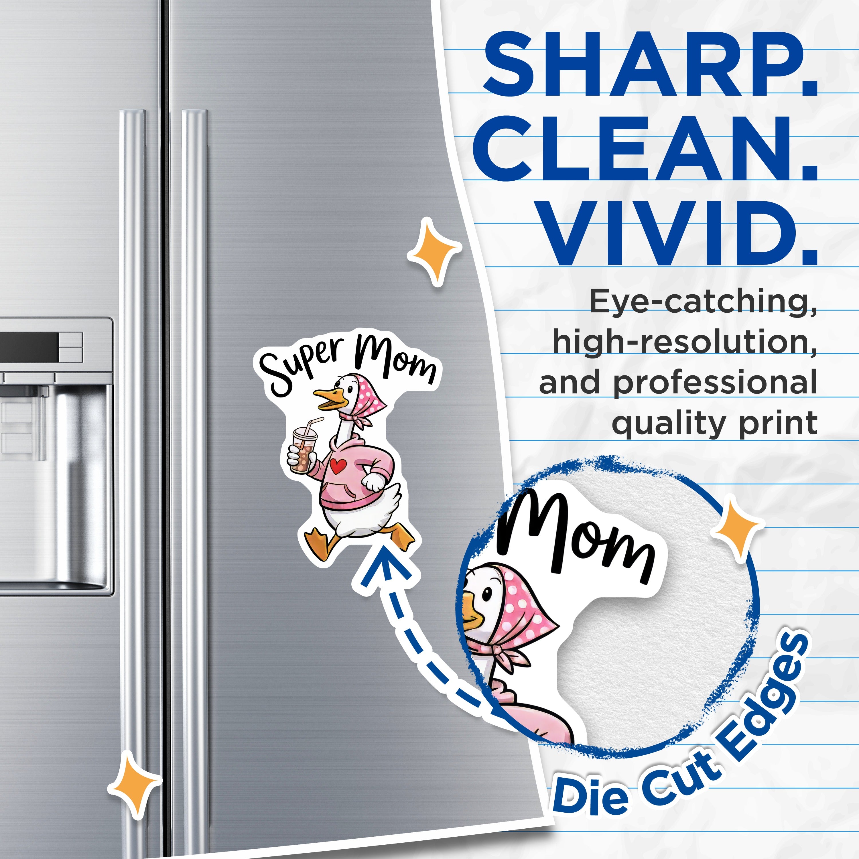 (2 Pack) Super Mom Goose Magnets - Busy Mama Fridge Decor - Coffee Lover Funny Kitchen Organizer - 5 Inches On Longest Side - Thick Durable Magnet - Made in USA - MAG39107