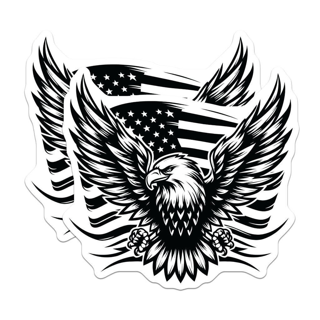 (2 Pack) Eagle Flag Magnets - American Pride Art - Patriotic Decor Magnets - 5" On Longest Side - Premium Magnet - for Cars, Refrigerators, Toolboxes, Lockers - Made in USA - MAG16601