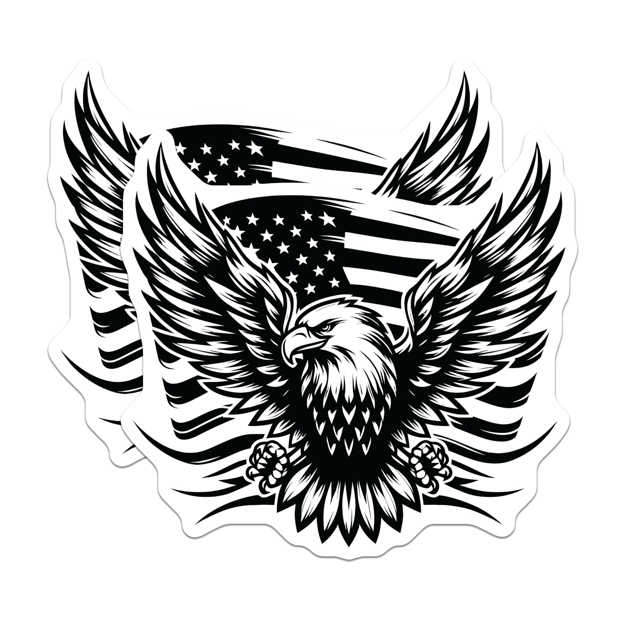 (2 Pack) Eagle Flag Magnets - American Pride Art - Patriotic Decor Magnets - 5" On Longest Side - Premium Magnet - for Cars, Refrigerators, Toolboxes, Lockers - Made in USA - MAG16601