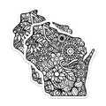 (2 Pack) Wisconsin Mandala Magnets - State Outline Decor - Floral Line Art Magnets - 5 Inches On Longest Side - Thick Durable Magnet - Made in USA - MAG19115