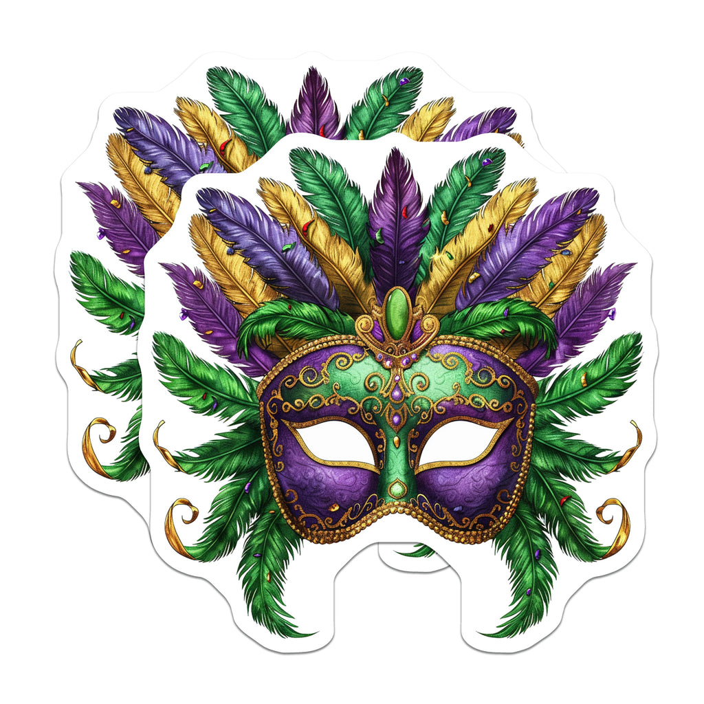 (2 Pack) Mardi Gras Mask Magnets - Carnival New Orleans Decor - Festive Party Home Accent - 5 Inches On Longest Side - Thick Durable Magnet - Made in USA - MAG38264