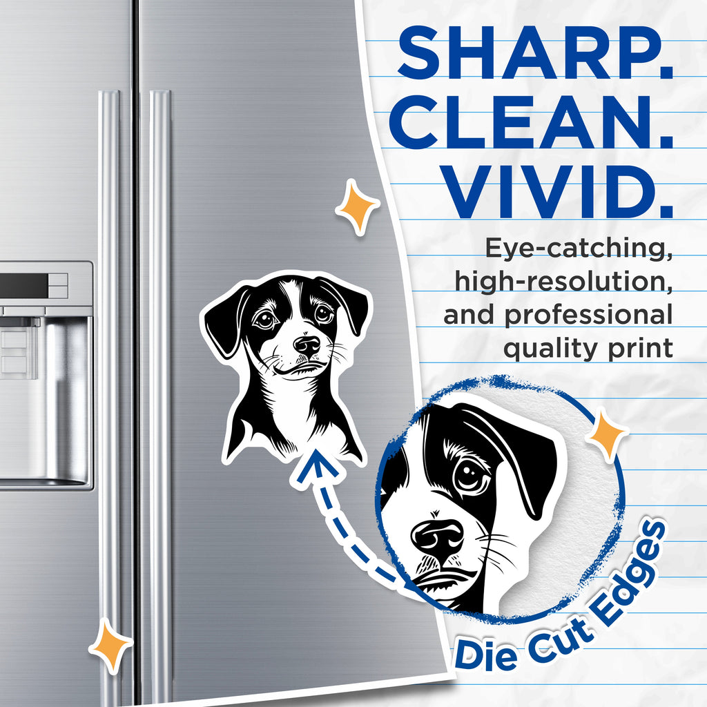 (2 Pack) Black White Dog Magnets - Puppy Love Aesthetic Decor - Animal Outline Refrigerator Magnets for Dog Parents - 5 Inches On Longest Side - Thick Durable Magnet - Made in USA - MAG37678