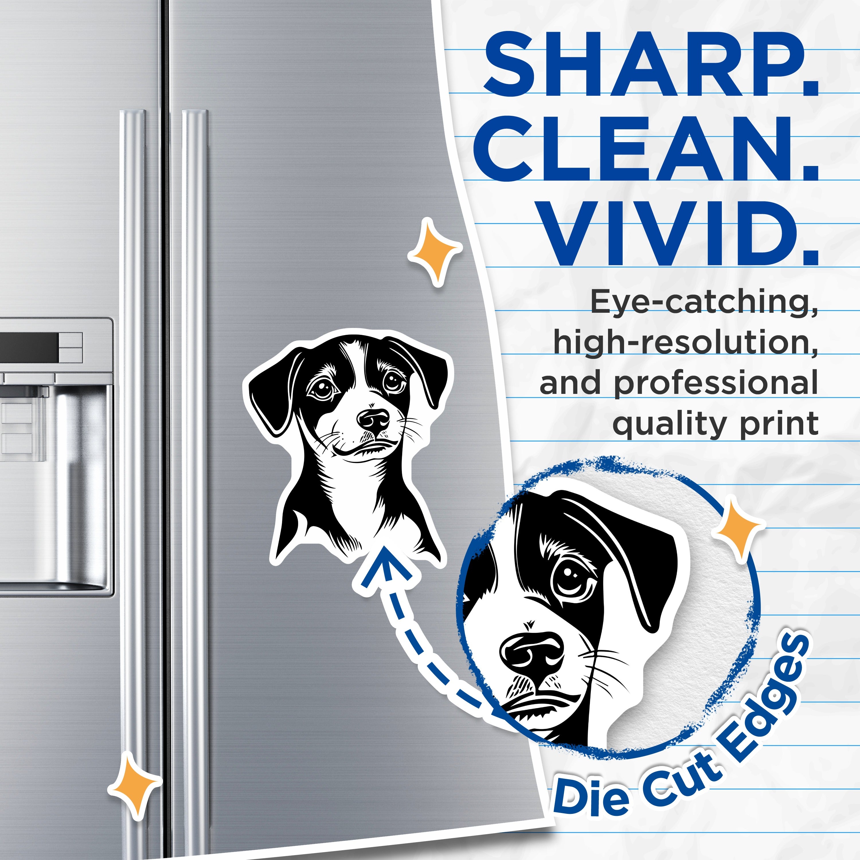 (2 Pack) Black White Dog Magnets - Puppy Love Aesthetic Decor - Animal Outline Refrigerator Magnets for Dog Parents - 5 Inches On Longest Side - Thick Durable Magnet - Made in USA - MAG37678