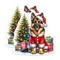 (2 Pack) German Shepherd Christmas Magnets - Santa Dog Holiday Decor - Pet Owner Stocking Stuffer - 5 Inches On Longest Side - Thick Durable Magnet - Made in USA - MAG29378