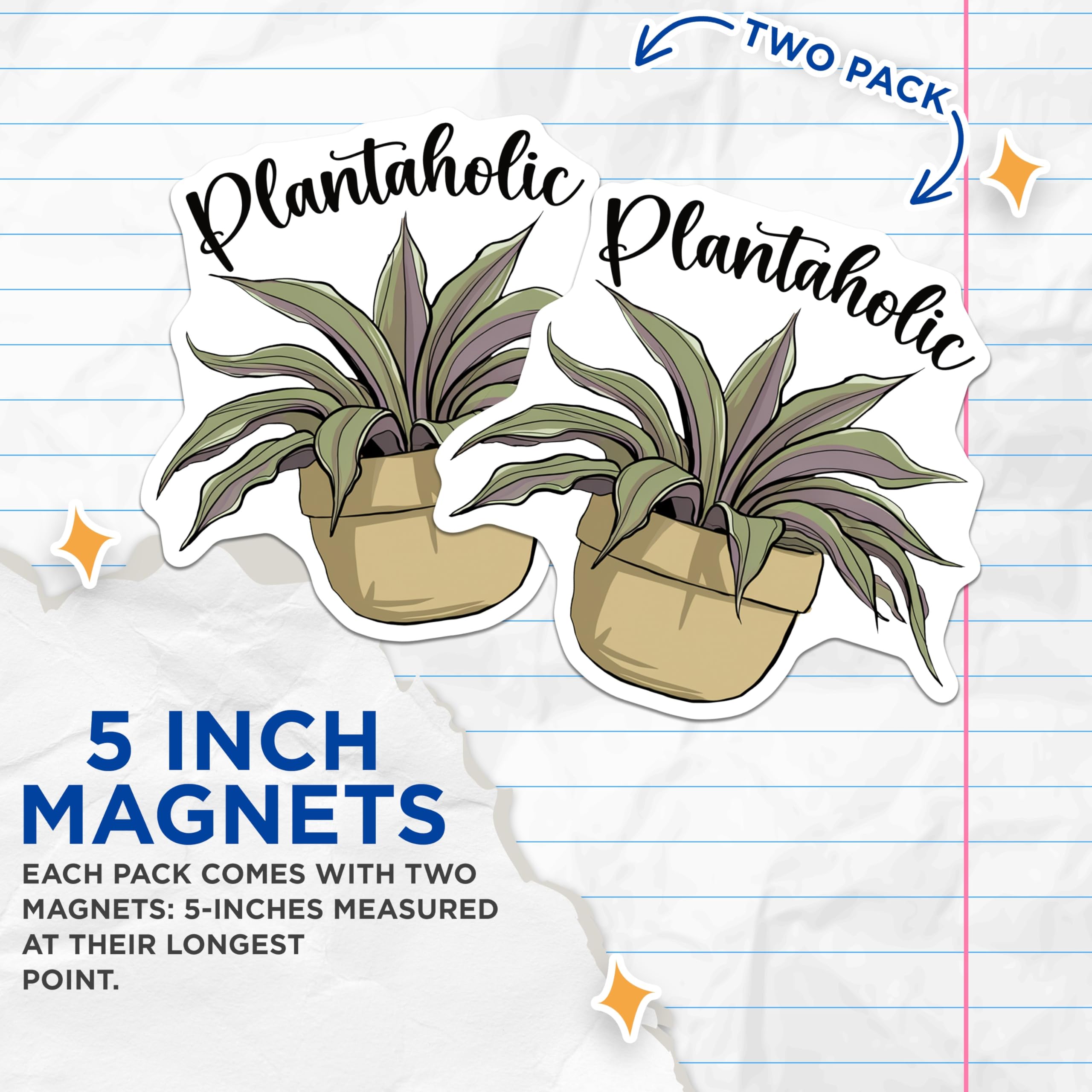 (2 Pack) Plantaholic Magnets - Houseplant Lover - Potted Plant Decor - 5" On Longest Side - Premium Magnet - for Cars, Refrigerators, Toolboxes, Lockers - Made in USA - MAG18678