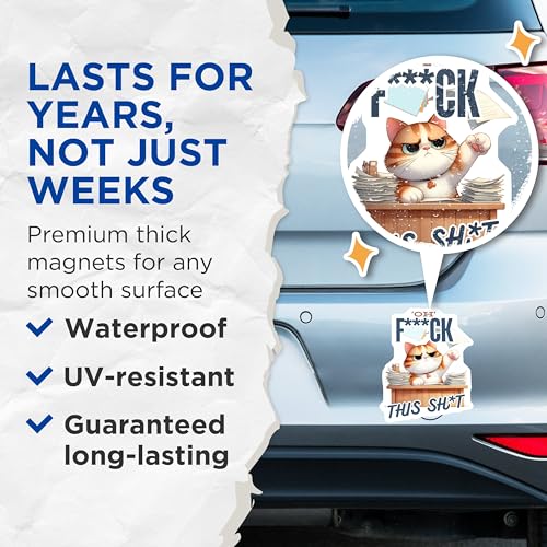 (2 Pack) Funny Cat Quote Magnets - Office Decor - Desk Humor - Motivational Magnets - Cat Lover Gifts - 5" On Longest Side - for Cars, Fridges, Toolboxes - Made in USA - MAG6874