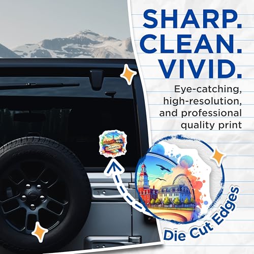 (2 Pack) Delaware Travel Stickers - Souvenir Decal - State Pride - 5" On Longest Side - Sticks to Smooth Flat Surfaces - Made in USA - BMCS6829