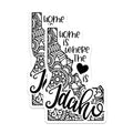 (2 Pack) Home is Where The Heart is Idaho Stickers - State Pride Decor - Geometric Mandala Design - 5" On Longest Side - Sticks to Smooth Flat Surfaces - Made in USA - BMCS9058