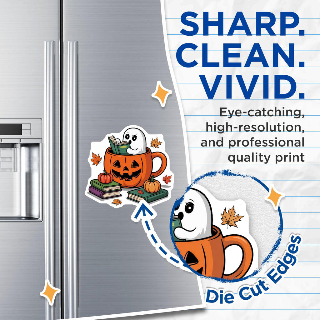 (2 Pack) Halloween Ghost Magnets - Pumpkin Fall Decor - Spooky Season Fridge Magnets - 5" On Longest Side - Premium Magnet - for Cars, Refrigerators, Toolboxes, Lockers - Made in USA - MAG18136