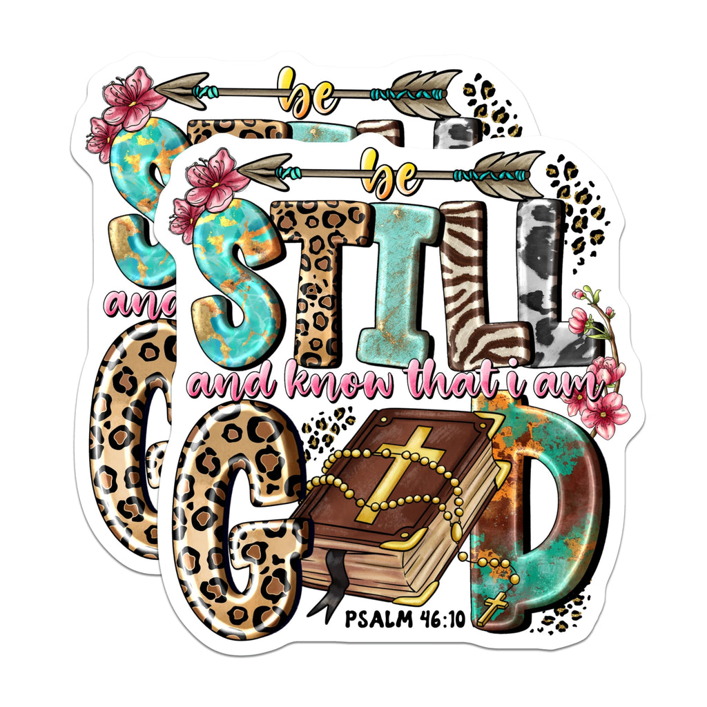 (2 Pack) Be Still Know God Magnets - Psalm 46:10 Bible Verse Faith Art - Boho Leopard Zebra Cow Print Decor - 5 Inches On Longest Side - Thick Durable Magnet - Made in USA - MAG24809