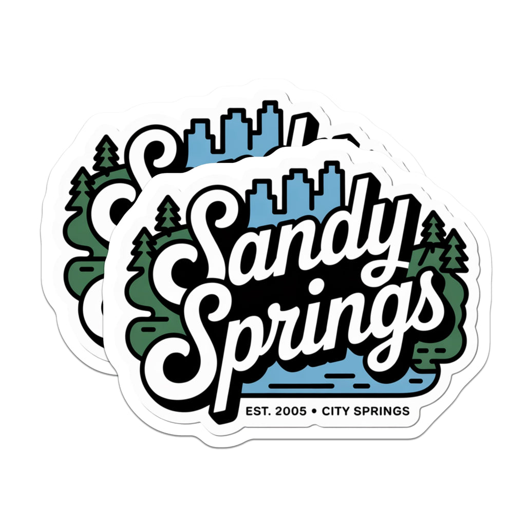 (2 Pack) Sandy Springs Magnets - Georgia Souvenir - Cityscape Home Decor - 5" On Longest Side - Premium Magnet - for Cars, Refrigerators, Toolboxes, Lockers - Made in USA - MAG18551