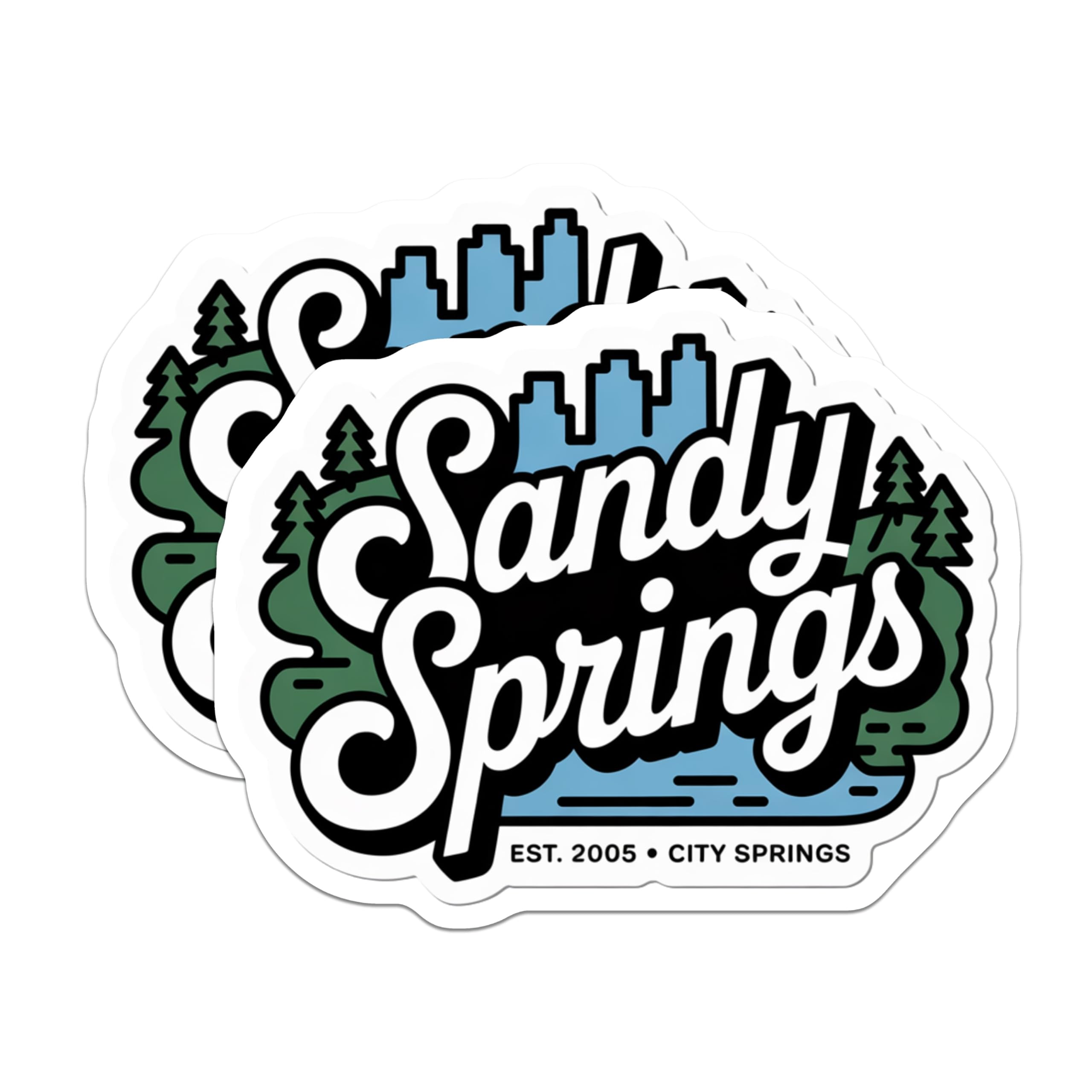 (2 Pack) Sandy Springs Magnets - Georgia Souvenir - Cityscape Home Decor - 5" On Longest Side - Premium Magnet - for Cars, Refrigerators, Toolboxes, Lockers - Made in USA - MAG18551