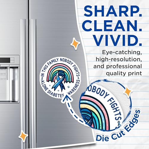 (2 Pack) Diabetes Awareness Magnets - Family Support Magnets - in This Family Nobody Fights Alone Magnets - 5" On Longest Side - for Cars, Fridges, Toolboxes - Made in USA - MAG3820