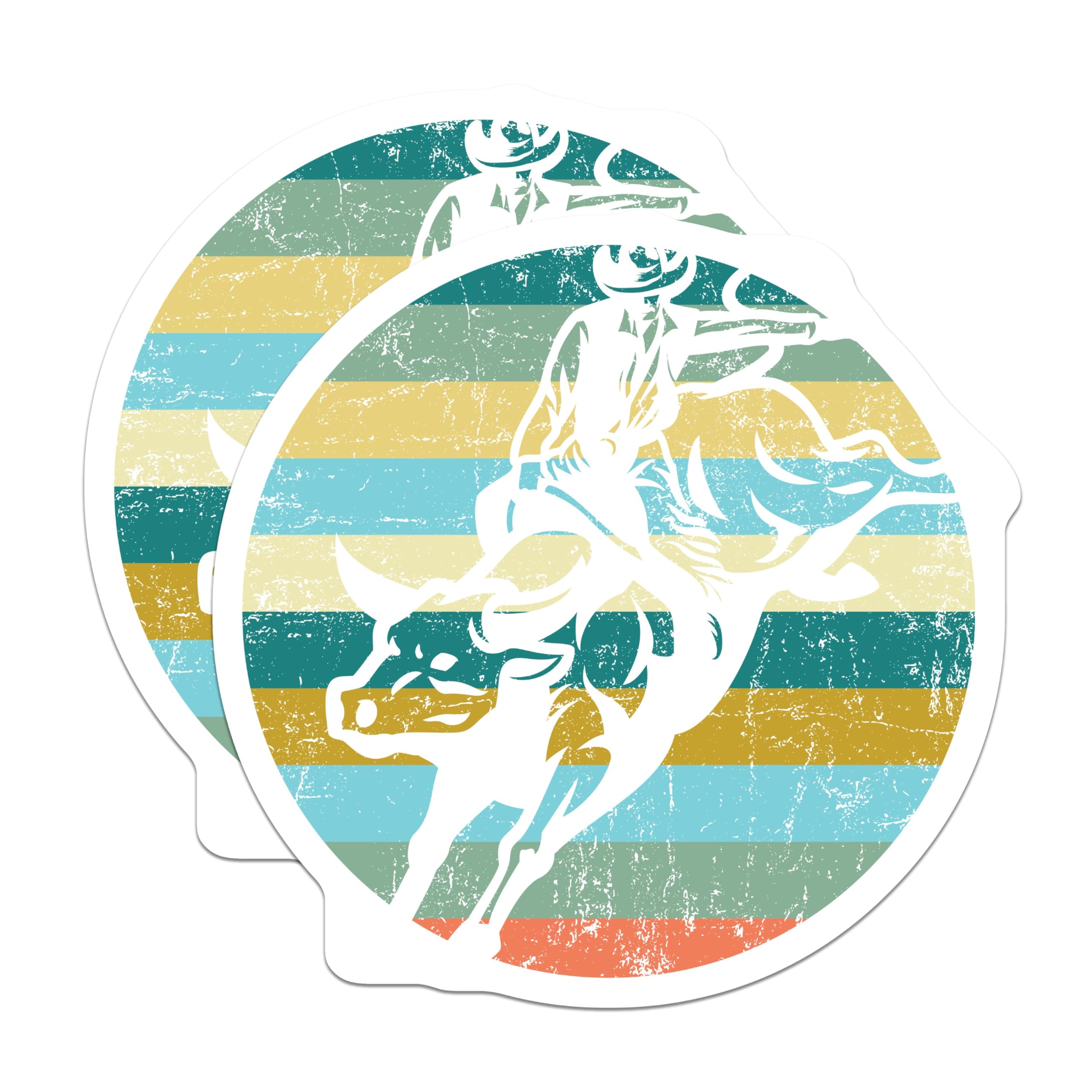 (2 Pack) Bull Rider Stickers - Rodeo Stickers - Western Riding Stickers - 5" On Longest Side - Sticks to Smooth Flat Surfaces - Made in USA - BMCS4793