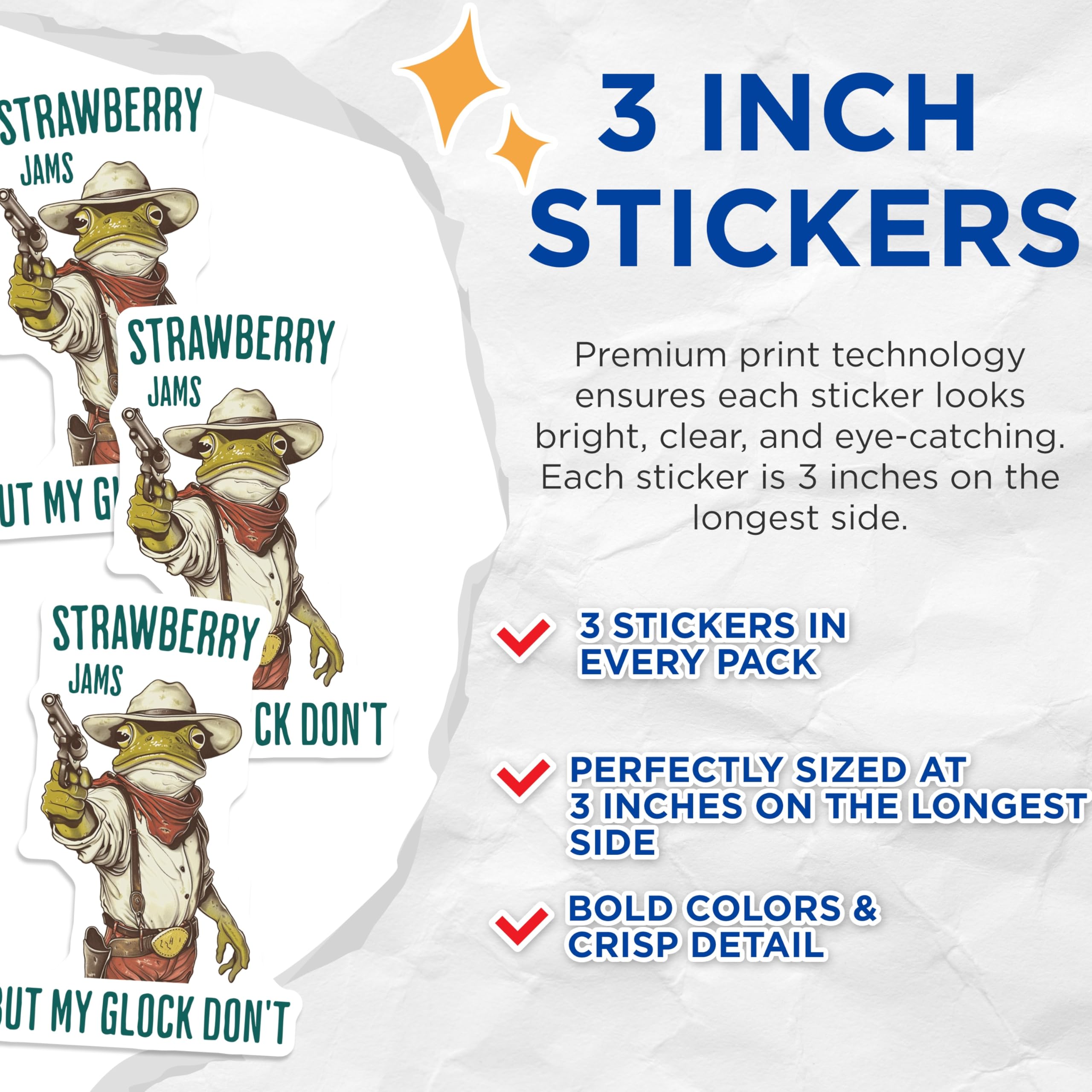 (3 Pack) Frog Cowboy Decals - Funny Western - Gun Meme Stickers - 3 Inches On Longest Side - Easy Peel & Apply - Made in USA - 3MCS2258