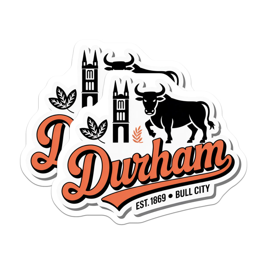 (2 Pack) Durham Magnets - Bull City Souvenirs - North Carolina Decor - 5 Inches On Longest Side - Thick Durable Magnet - Made in USA - MAG19307
