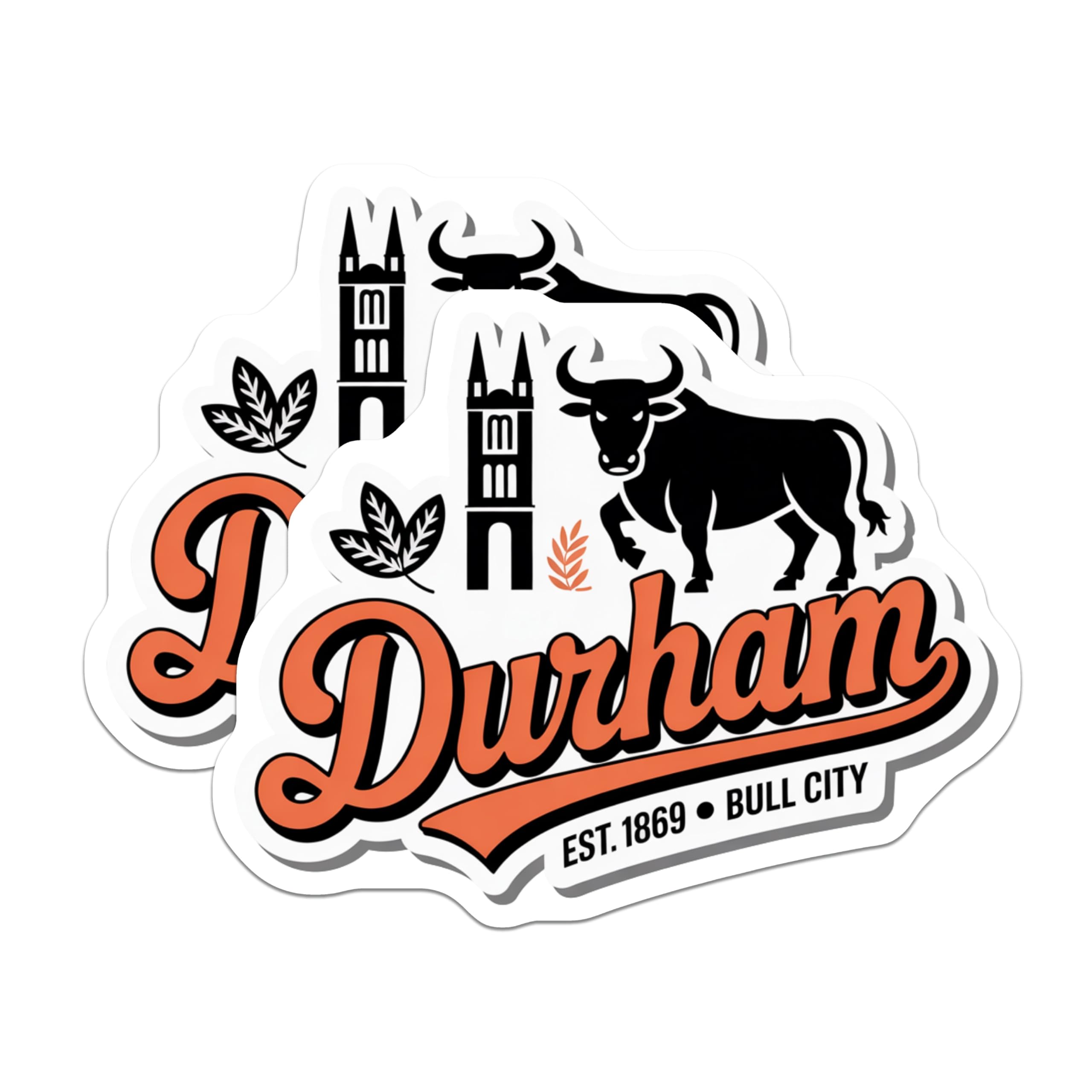 (2 Pack) Durham Magnets - Bull City Souvenirs - North Carolina Decor - 5 Inches On Longest Side - Thick Durable Magnet - Made in USA - MAG19307