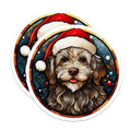 (2 Pack) Christmas Doodle Dog Magnets - Santa Hat Pet Lover Decor - Festive Fridge Holiday Item - 5 Inches On Longest Side - Thick Durable Magnet - Made in USA - MAG27497