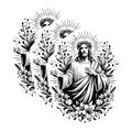 (3 Pack) Jesus Christ Decals - Religious Art Stickers - Christian Laptop Decals - 3 Inches On Longest Side - Easy Peel & Apply - Made in USA - 3MCS6086