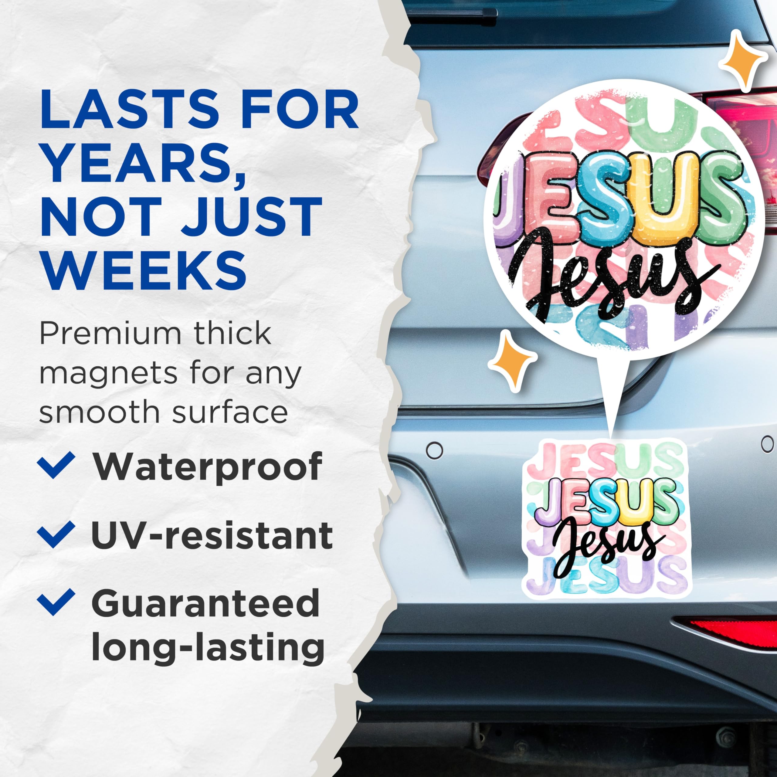 (2 Pack) Jesus Magnets - Christian Theme - Religious Fridge Decor - 5" On Longest Side - Premium Magnet - for Cars, Refrigerators, Toolboxes, Lockers - Made in USA - MAG14916