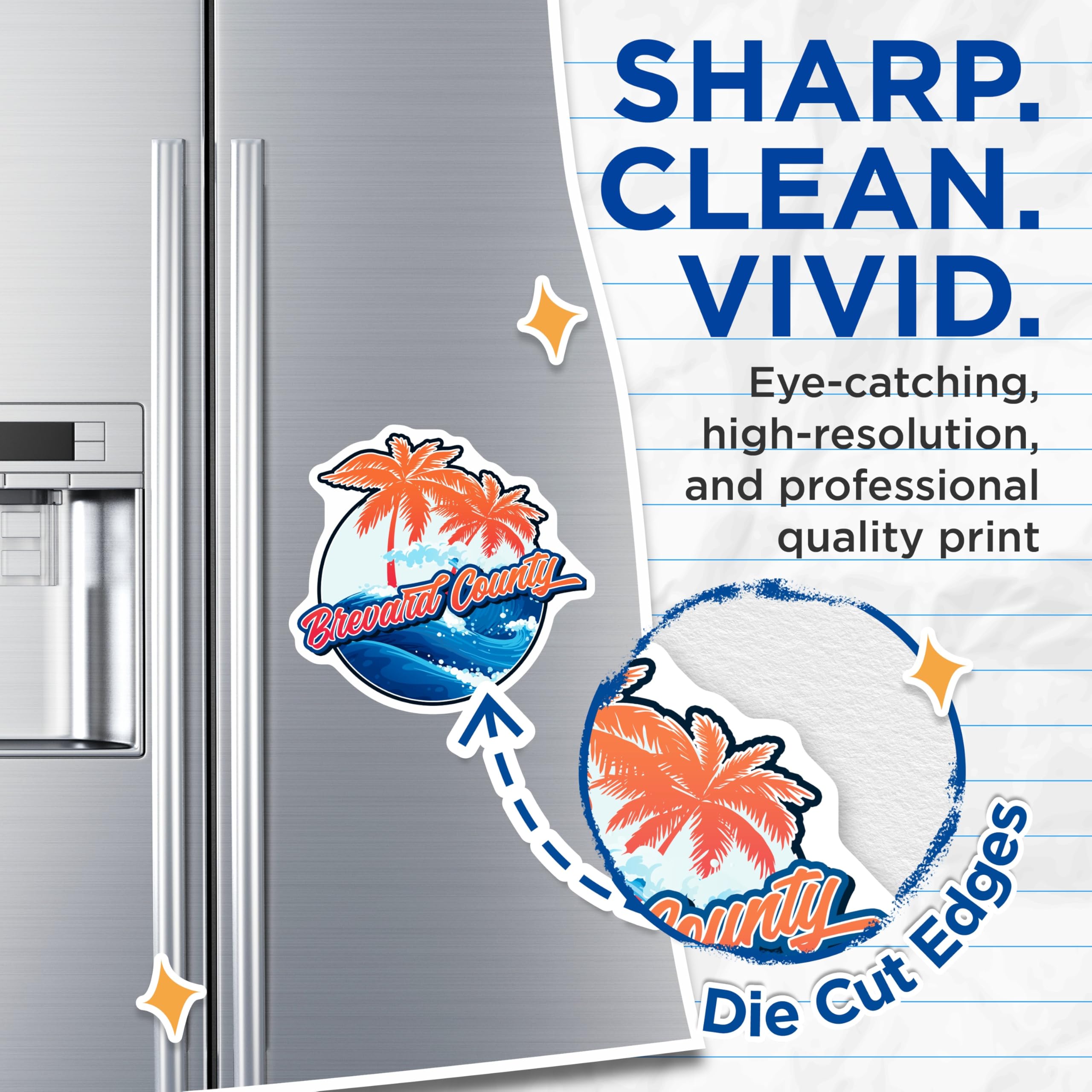 (2 Pack) Brevard County Magnets - Beach Palm Tree Design - Florida Travel Souvenir - 5" On Longest Side - Premium Magnet - for Cars, Refrigerators, Toolboxes, Lockers - Made in USA - MAG18334
