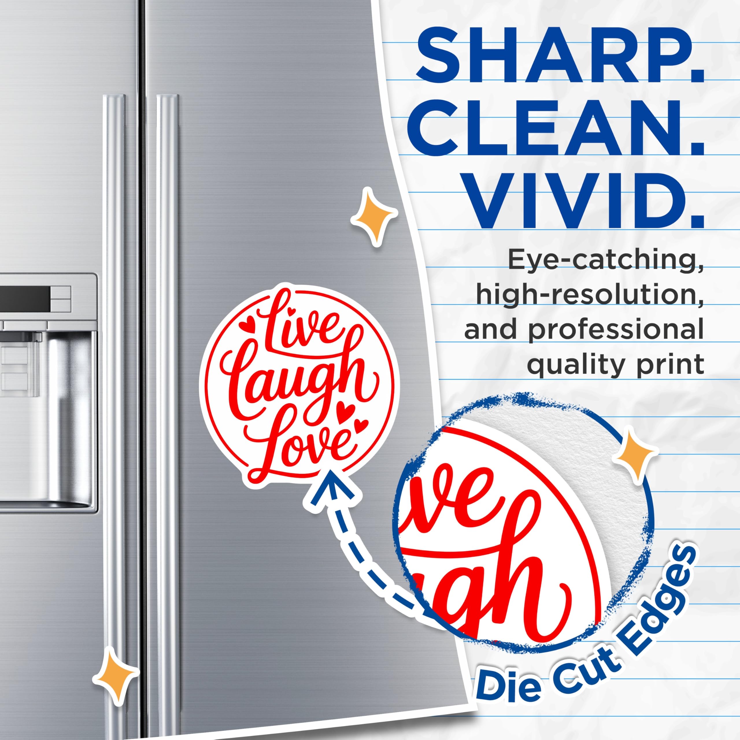 (2 Pack) Live Laugh Love Magnets - Inspirational Fridge Magnets - Home Decor Magnet Set - 5" On Longest Side - Premium Magnet - for Cars, Refrigerators, Toolboxes, Lockers - Made in USA - MAG14003