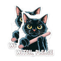 (2 Pack) Witch Please Stickers - Black Cat Stickers - Funny Cat Stickers - Halloween Stickers - 5" On Longest Side - Sticks to Any Smooth Flat Surface - Made in USA - BMCS3322