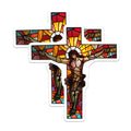 (2 Pack) Stained Glass Jesus Cross Magnets - Christian Crucifixion Art Display - Religious Devotional Home Decor - 5 Inches On Longest Side - Thick Durable Magnet - Made in USA - MAG39694