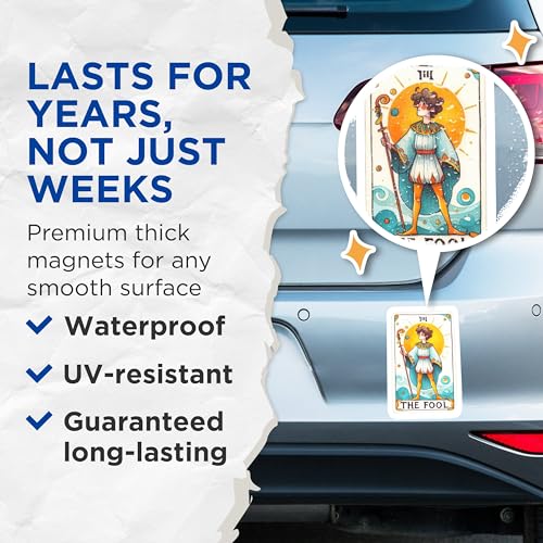 (2 Packs) The Fool Tarot Card Magnets - Spiritual Metaphysical Mystic Magnets - 5 Inches On Longest Side - Premium Magnet - for Fridges, Toolboxes, Cars - Made in USA - MAG2261
