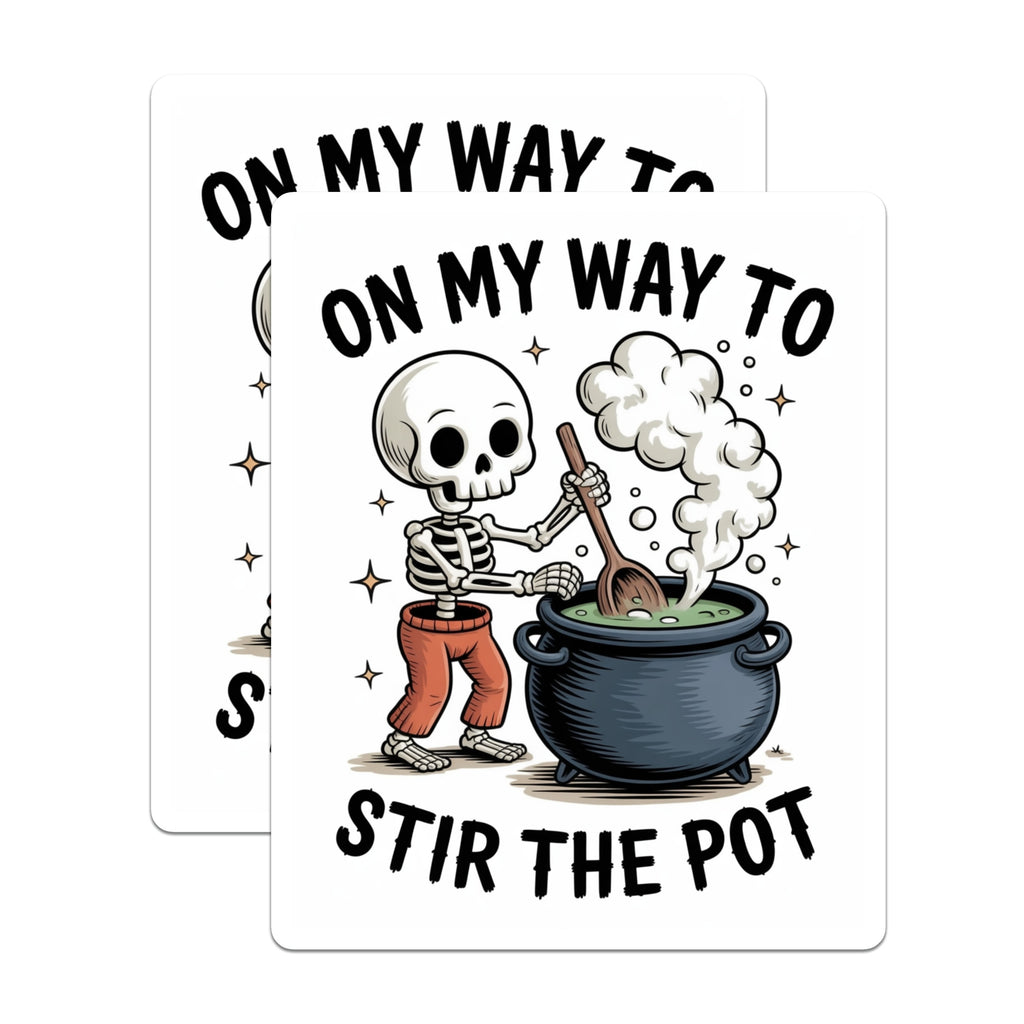 (2 Pack) Skeleton Cauldron Magnets - Funny Halloween Decor - Sarcastic Witchy Art - 5 Inches On Longest Side - Thick Durable Magnet - Made in USA - MAG38505