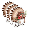 (3 Pack) Boho Headdress Decals - Floral Headdress Stickers - Bohemian Laptop Decor - 3 Inches On Longest Side - Easy Peel & Apply - Made in USA - 3MCS6306