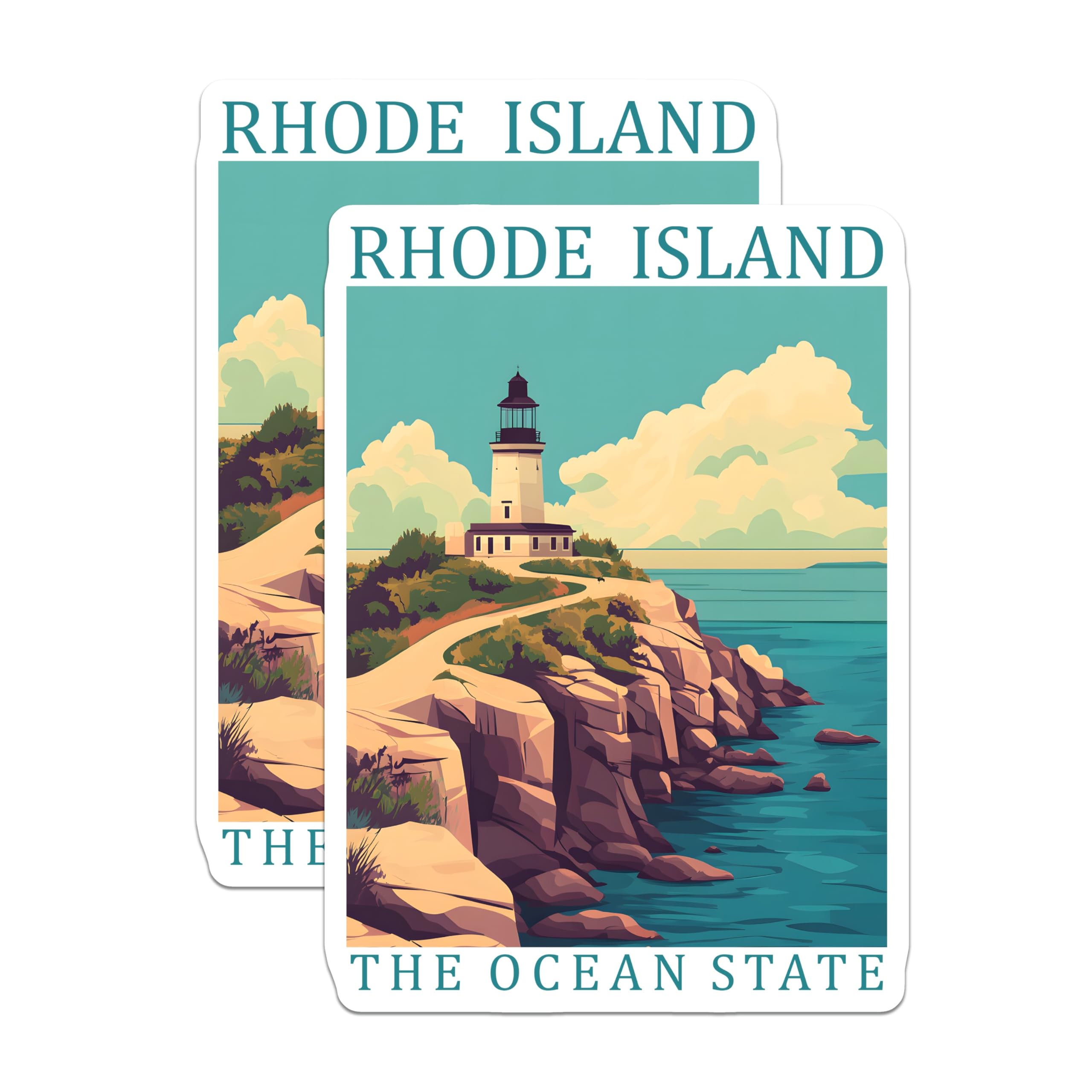 (2 Pack) Rhode Island Magnets - Ocean State - Lighthouse Design - 5" On Longest Side - Premium Magnet - for Cars, Refrigerators, Toolboxes, Lockers - Made in USA - MAG17673