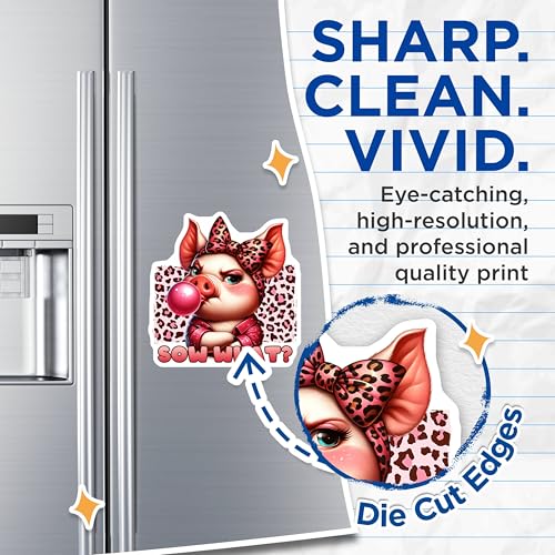 (2 Pack) Sow What Magnets - Cute Pig Design - 5" On Longest Side - for Cars, Fridges, Toolboxes - Made in USA - MAG7932