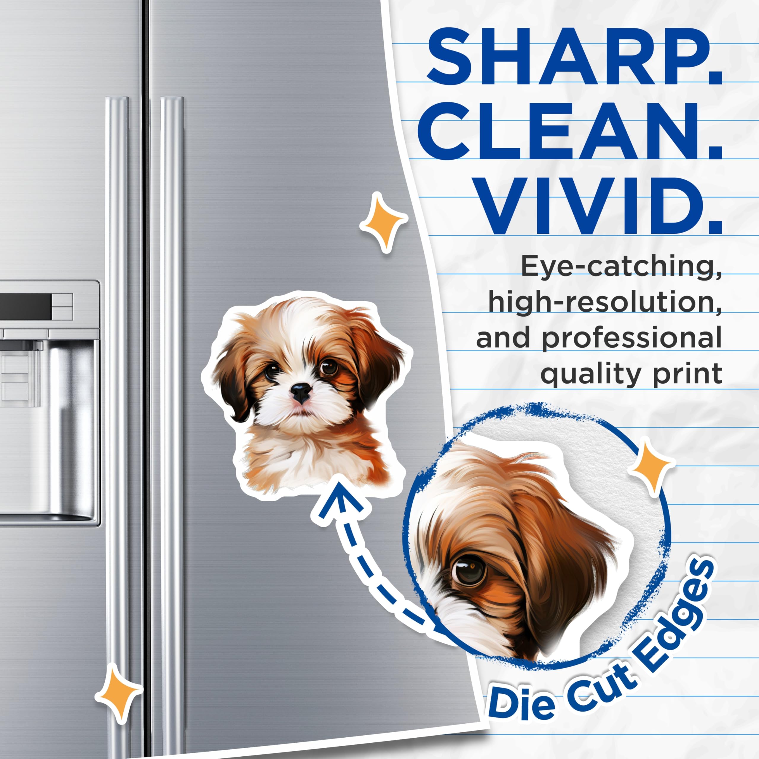 (2 Pack) Cute Puppy Magnets - Adorable Shih Tzu Dog - Refrigerator Locker Decor - 5 Inches On Longest Side - Thick Durable Magnet - Made in USA - MAG28946