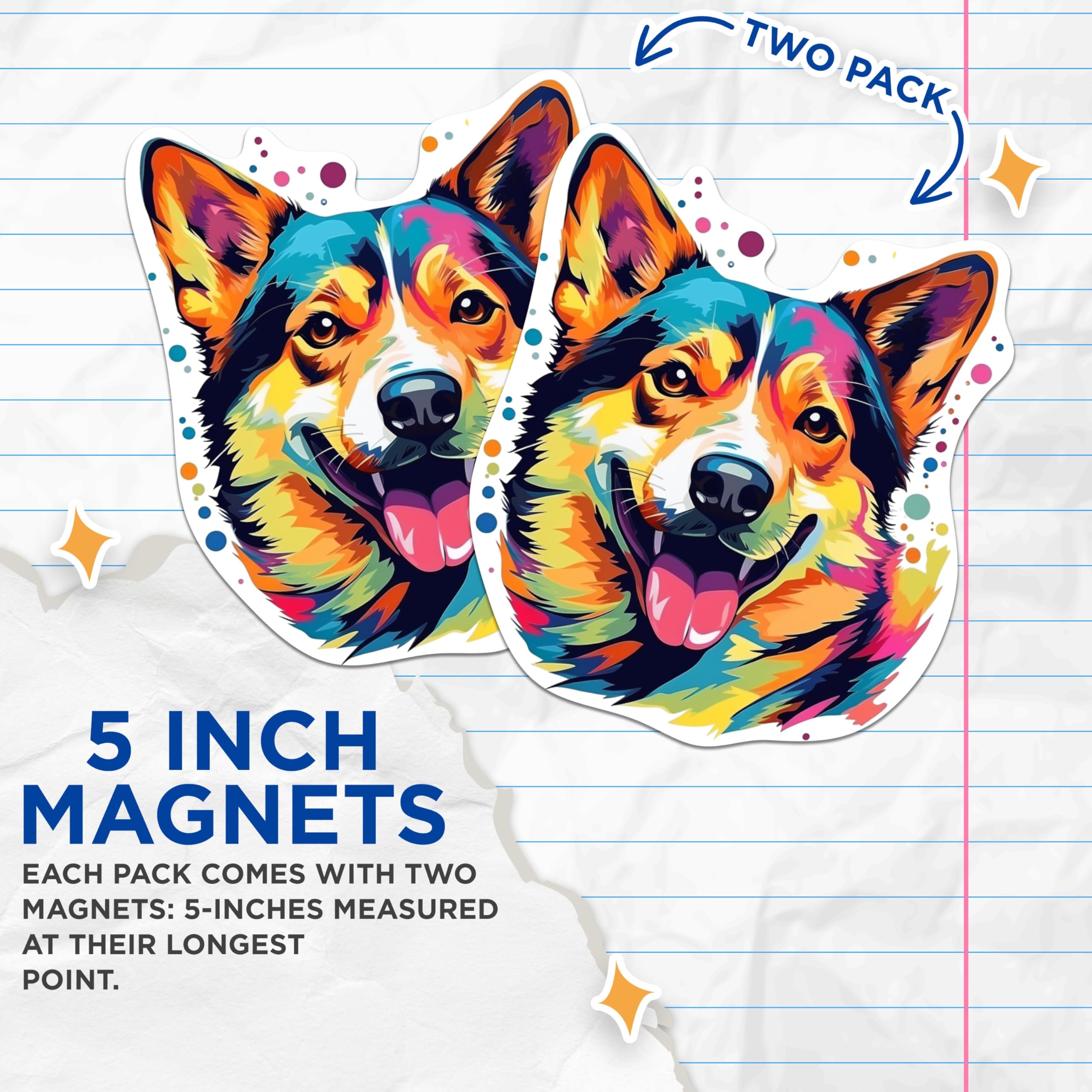 (2 Pack) Shiba Inu Dog Breed Magnets - 5 Inches On Longest Side - Choose from Over 100 Dog Breeds - for Cars, Refrigerators, Toolboxes - Made in USA - MAG1950