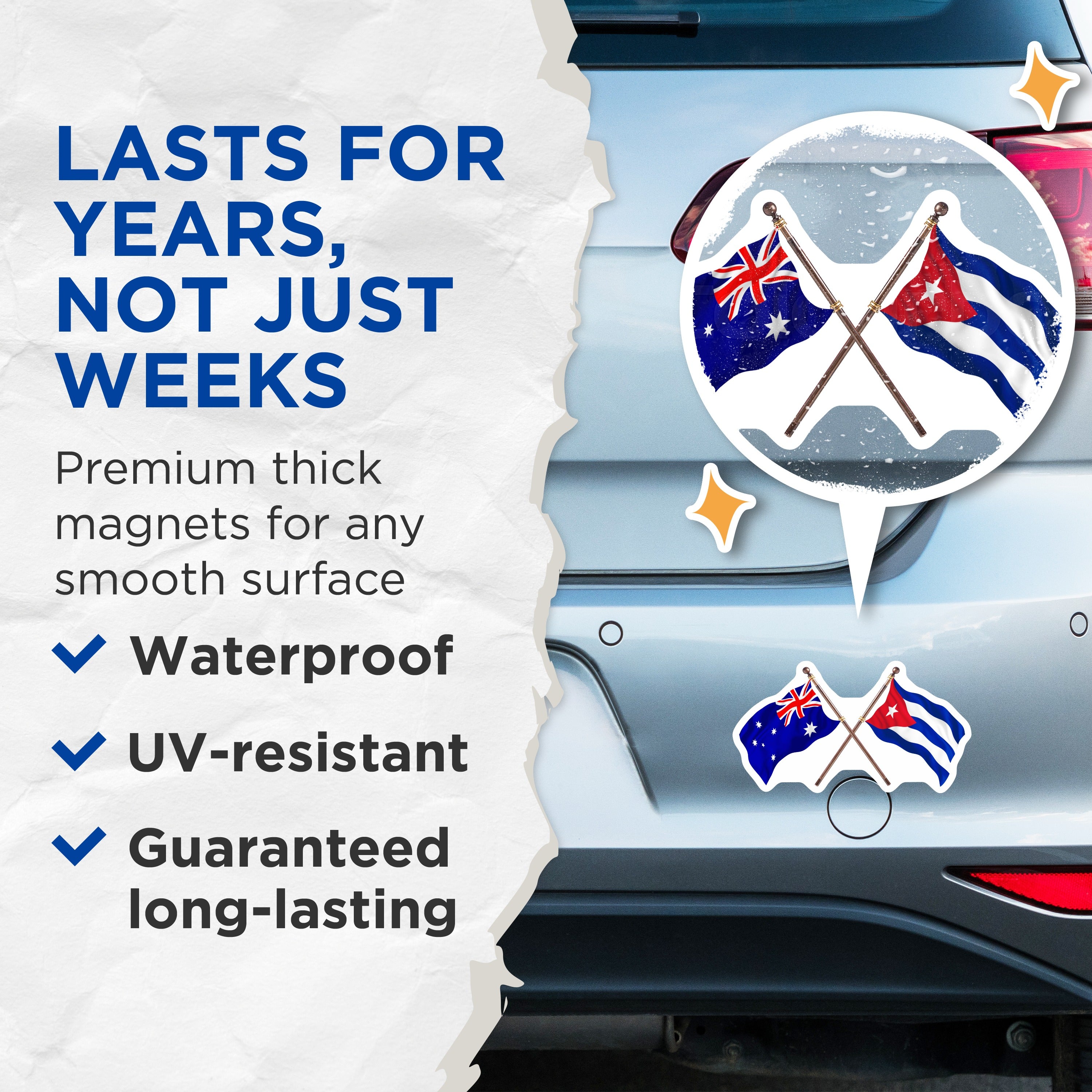 (2 Pack) Australia Cuban Flag Magnets - International Country Flags - Dual Heritage Souvenir Magnet for Fridge Locker - 5 Inches On Longest Side - Thick Durable Magnet - Made in USA - MAG38654