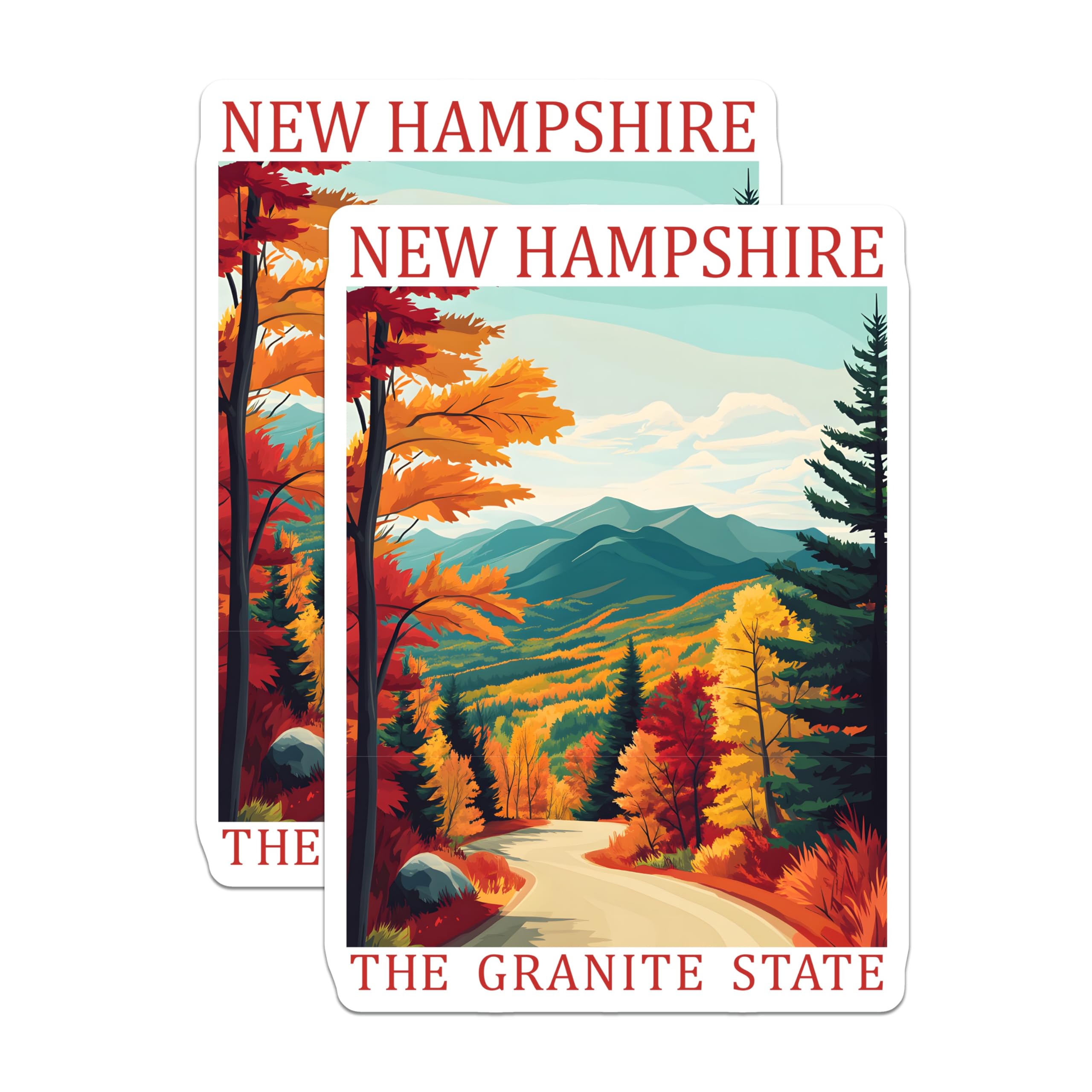 (2 Pack) New Hampshire Magnets - Autumn Landscape - Granite State Travel Souvenir - 5" On Longest Side - Premium Magnet - for Cars, Refrigerators, Toolboxes, Lockers - Made in USA - MAG18931